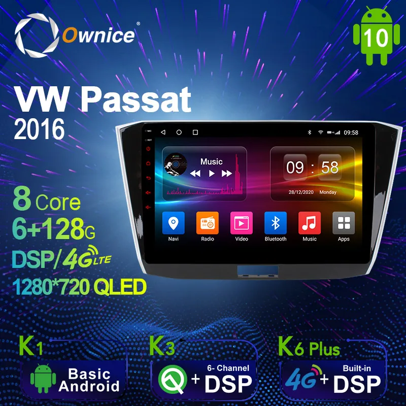

6G + 128G Ownice Android 10,0 автомобильное радио GPS для Volkswagen PASSAT 2016 Navi Setreo System с 4G LTE DSP SPDIF BT 5,0 1280*720