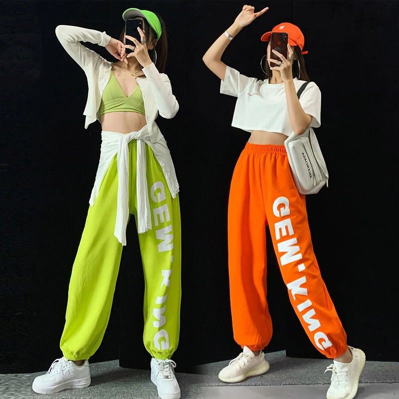 

HOT Spring and Summer Women's pants Printing Sweatpants Hip hop Wide leg pants Show thin Loose Casual Oversize All-match Fashion