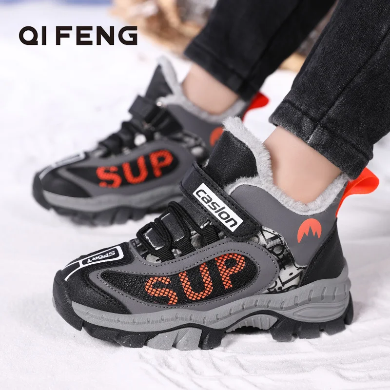 

Winter Boots for Boy Kids Snow Shoes Teenagers Children Hiking Shoes Walking Climbing Sneakers Leather Comfortable Nonslip Sport