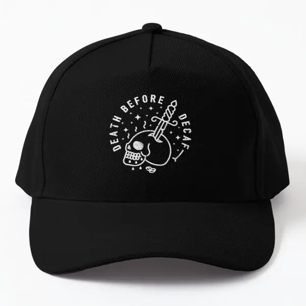 

Death Before Decaf Baseball Cap Hat Printed Snapback Casquette Sun Czapka Black Boys Mens Hip Hop Solid Color Summer Spring