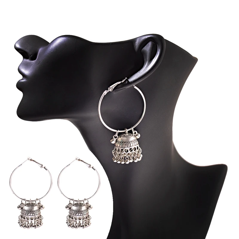 OIQUEI 2019 New Indian Jhumka Bohemian Ethnic Round Big Bells Drop Dangle Earrings For Women Gypsy Jewelry Ornaments Accessories | Украшения