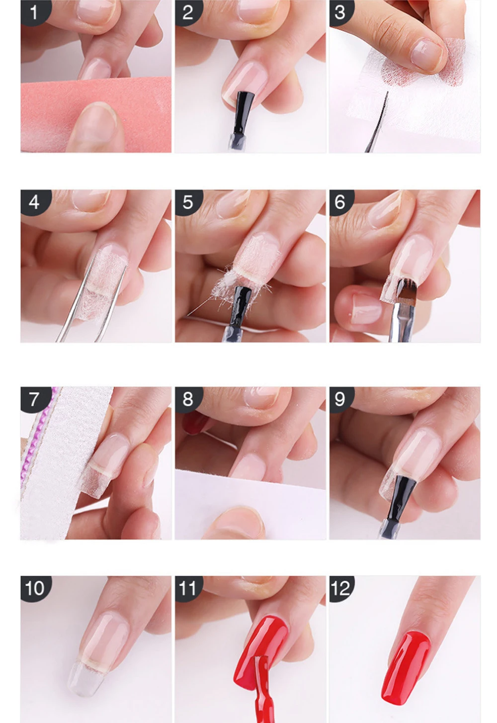 10/20 шт. шелковое стекловолокно для наращивания ногтей нетканые шелки УФ-гель