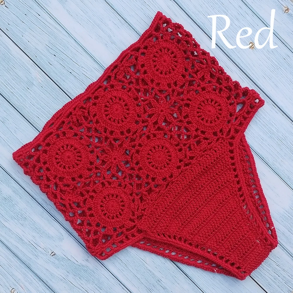 red bottom Бикини с высокой талией, женские плавки, Раздельный купальник, шорты,, вязаный крючком купальный костюм, нижнее белье из хлопка, женские плавки - Цвет: red bottom