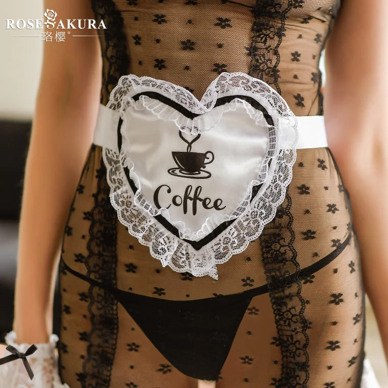 

erotic cosplay Vintage court style maid suit Lace-trimmed floral polka dots perspective sexy maid erotic lingerie miniskirt