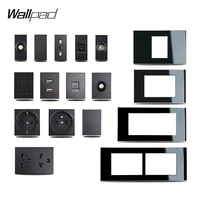 diy glass panel eu french us italy socket satellite tv data usb wall outlet wallpad 1875mm 15375mm 19175mm panel