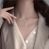 new elegant 925 sterling silver shiny zircon star choker silver simple gift for girls necklace women party female fine jewelry