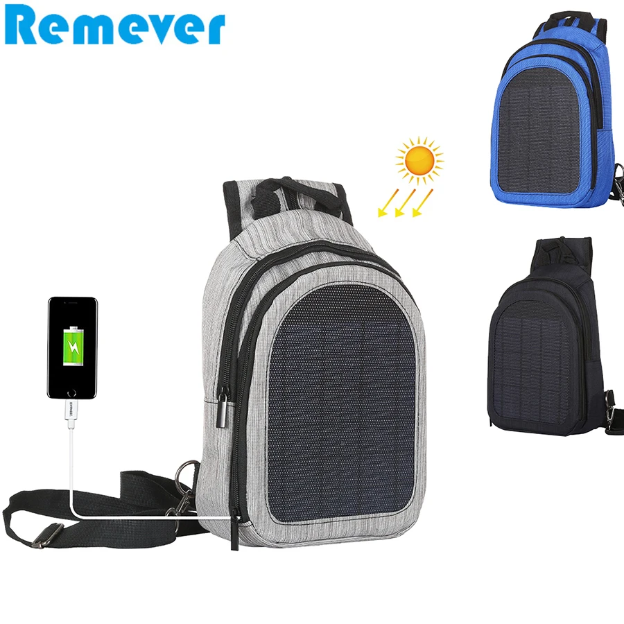 

New Zipper Backpack Bags Shoulder Bags with 5W 5V 1A Solar Panel USB Charger for Mobile Phones Tablets