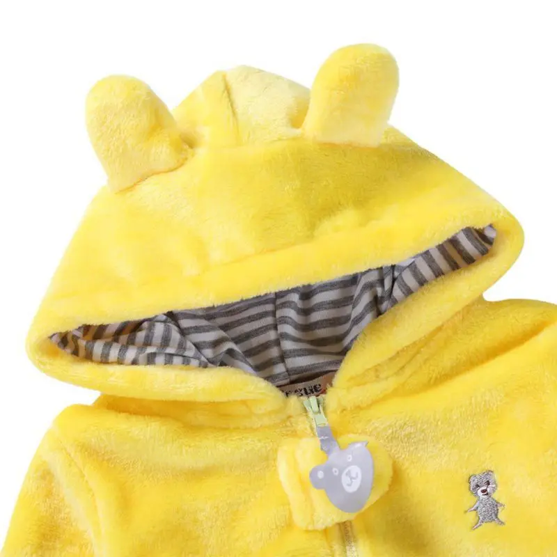

Cute Baby Rompers Autumn Winter Cotton Fleece Long Sleeve Rompers Coverall Hooded Jumpsuit Snowsuit Babies JumpsuitsS27
