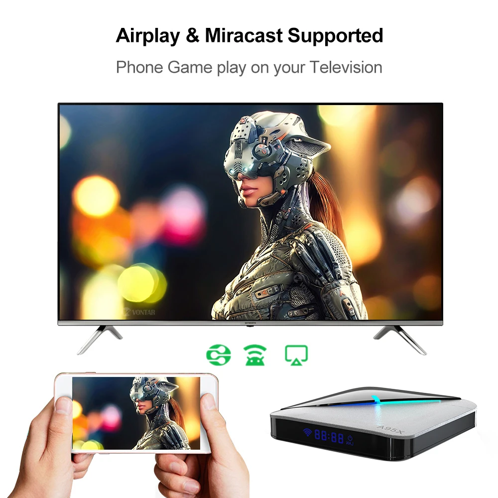 RGB светильник Android 9,0 ТВ приставка Amlogic S905X3 A95X F3 Air Max 4 Гб ОЗУ 64 Гб ПЗУ A95X F3 ТВ приставка Smart 8K медиаплеер двойной Wifi 1G8G