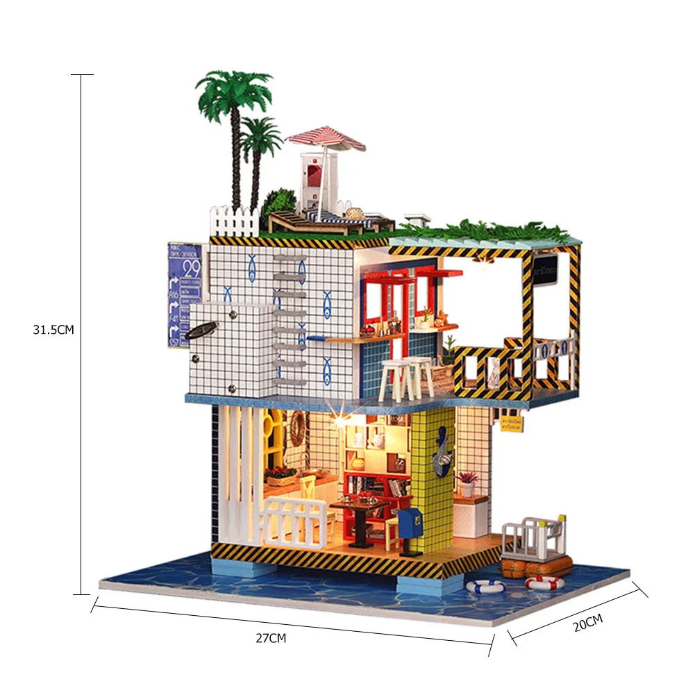 

Cute DIY Sea Station Dollhouse Mini House Model Assembly Educational Toys