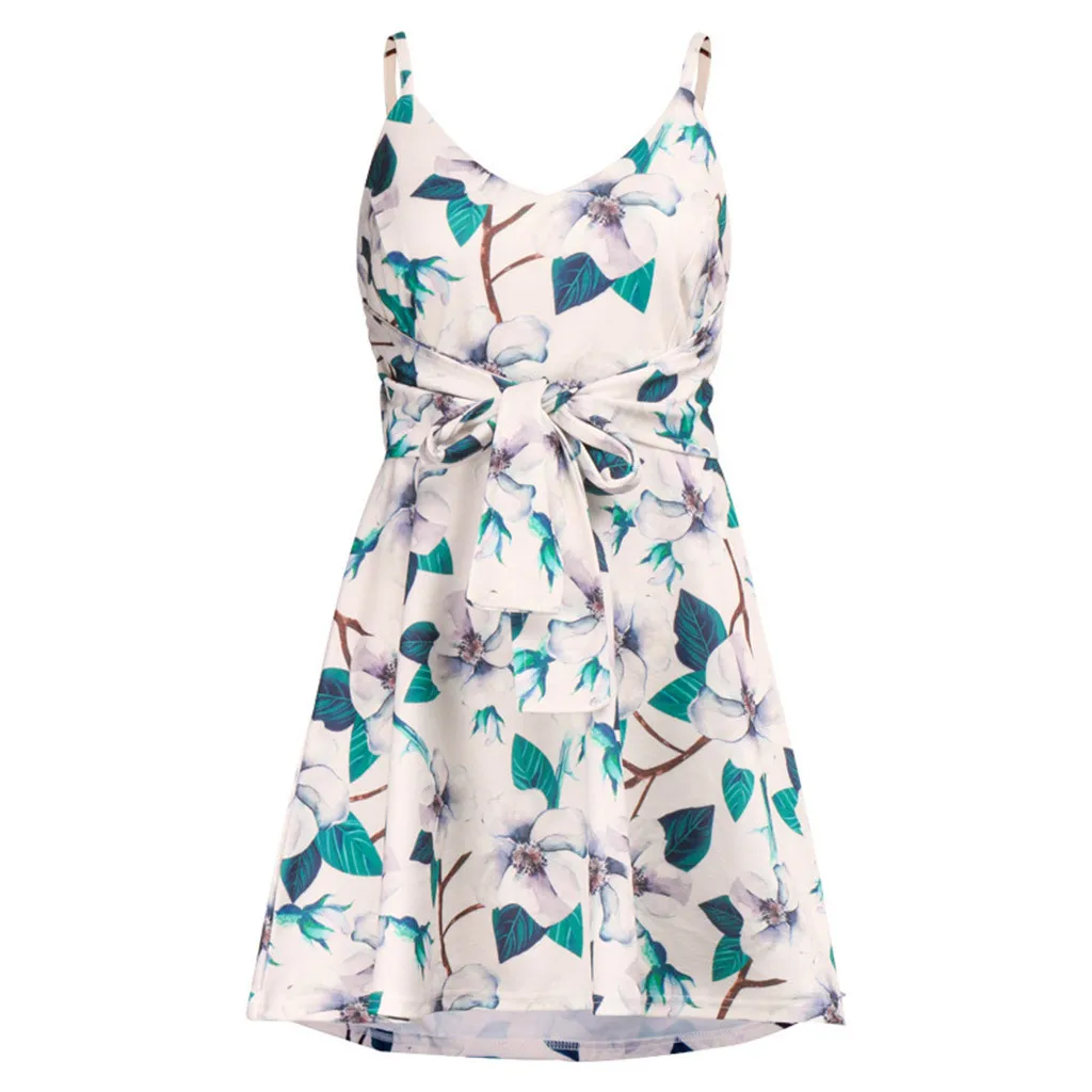 SAGACE 2020 New Summer Short Dress Floral Print Boho Beach V-Neck Sling Women Party Sundress Vestidos de festa | Женская одежда