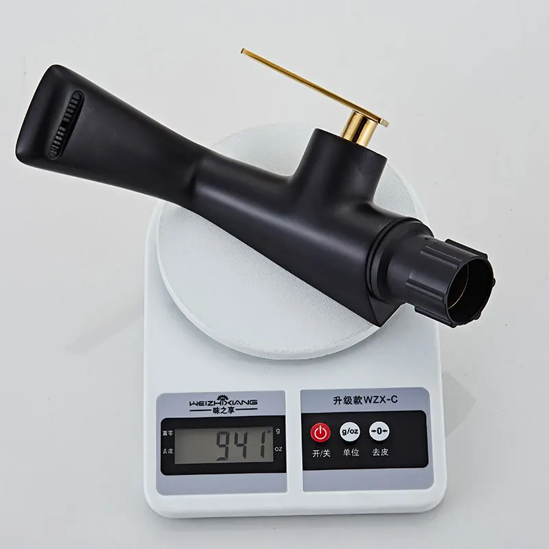 Матовый черный латунный Смеситель для раковины кран ванной горячей и холодной