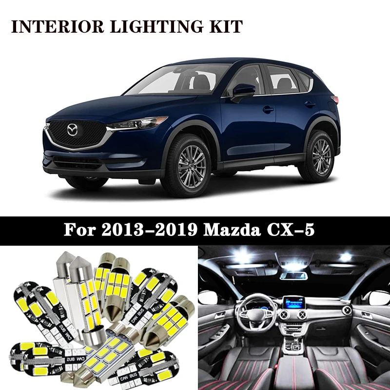 9X White Canbus led Car interior lights Package Kit for 2013 2014 2015 2016 2017 2018 2019 Mazda CX-5 CX5 led interior lights