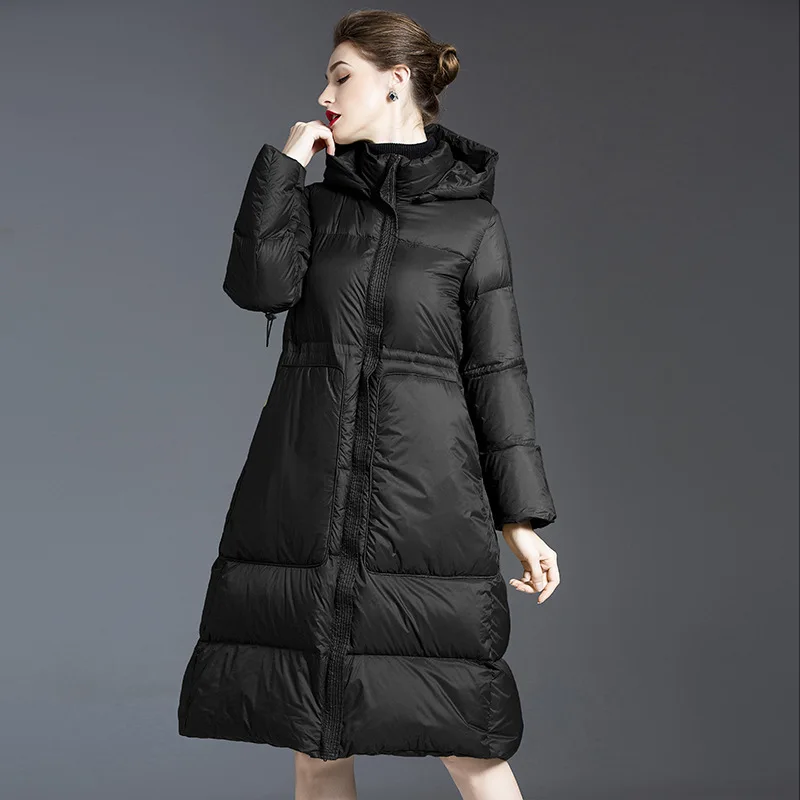 Korean Jacket Women's 2021 New Fashion Zipper Hat Detachable Women Coats and Jackets Winter 90% White Duck Down