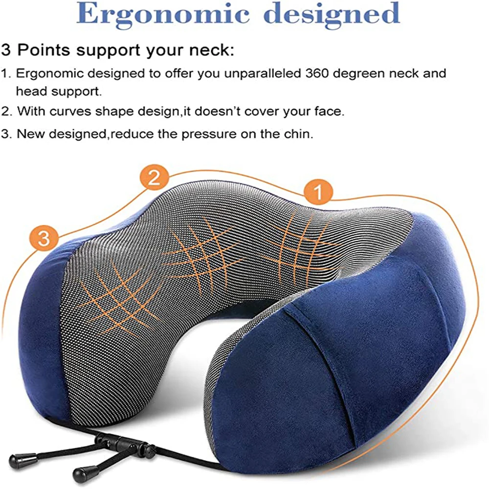 Дорожная подушка из пены с эффектом памяти для шеи самолетов автомобиля офиса