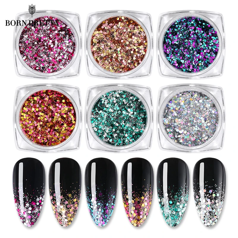 BORN PRETTY ногтей блестящие блёстки Мощность AB декорация для градиент флаки дизайна