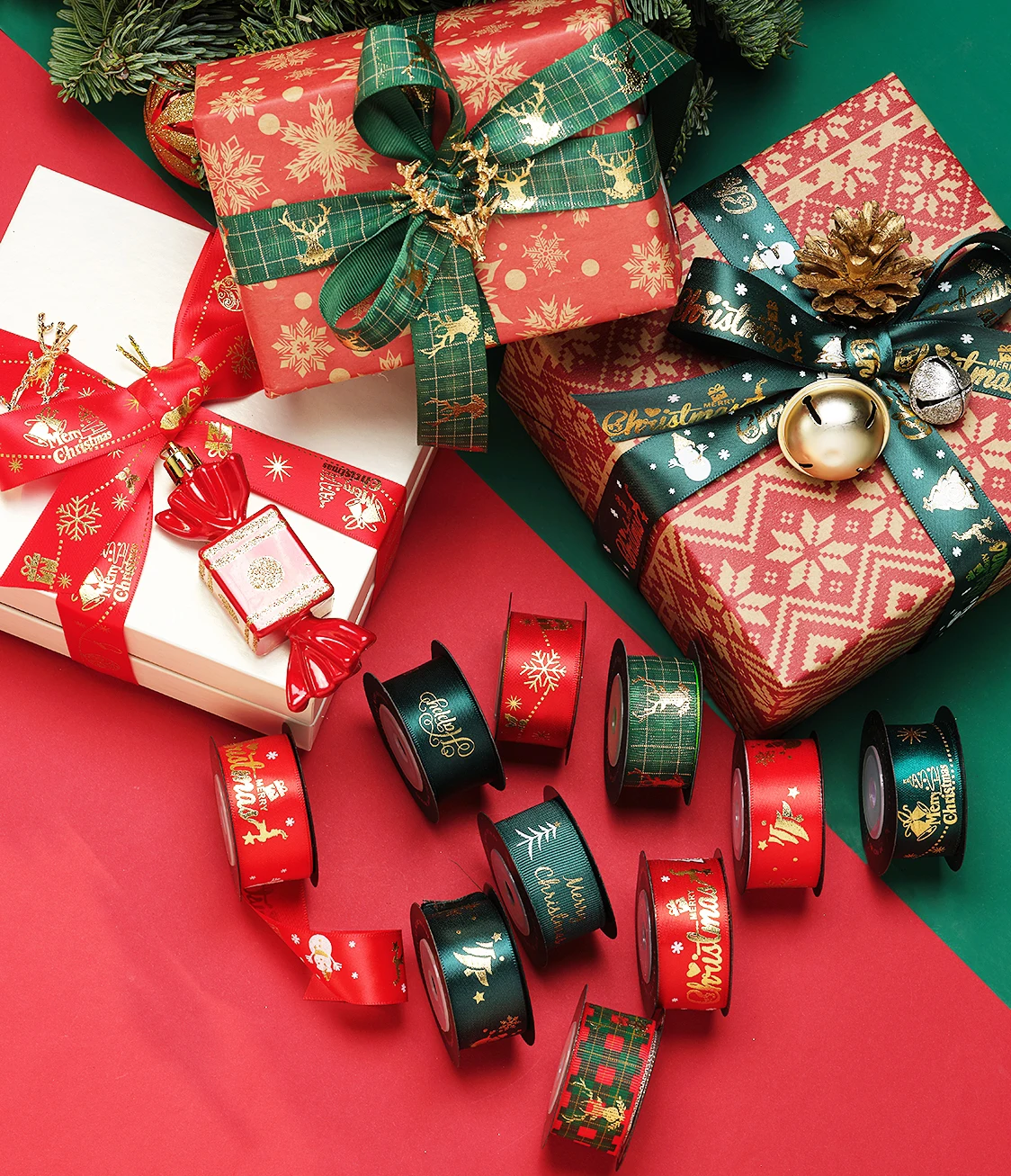 

5.5 Yards/Roll 9mm 10mm 15mm 25mm 38mm 63mm 65mm Stain and Organza Ribbon Christmas Decorations Gift Wrapping Accessories