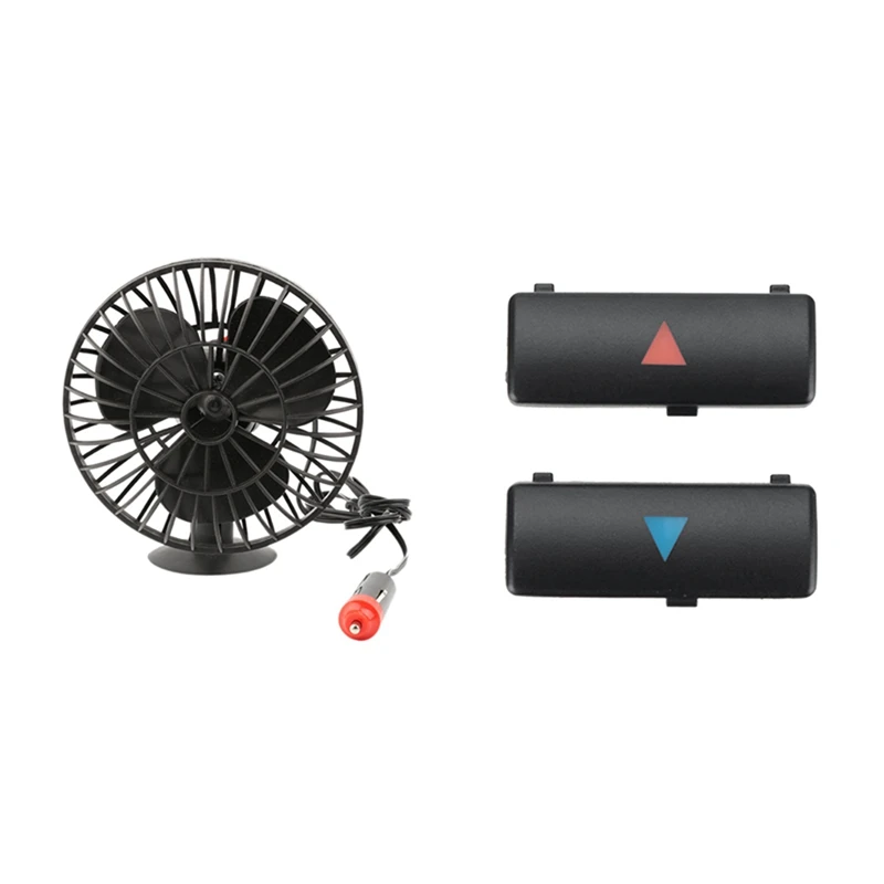 

1Set 12V Truck Fan Vehicle Auto Cooling Cigarette Lighter & 2Pcs A / C Temperature Control Panel Switch Button Key Cover