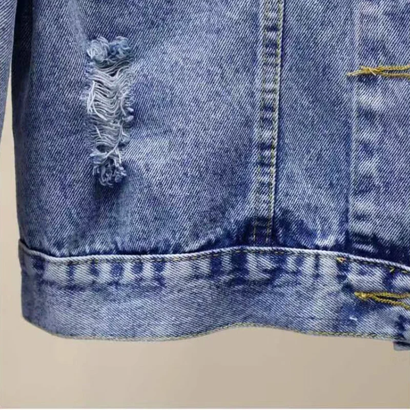 

Long sleeve Women Coat 2021 Spring Autumn Fashion Women Denim Jacket Casual Korean version Bow hole Women Denim Jacket JK163