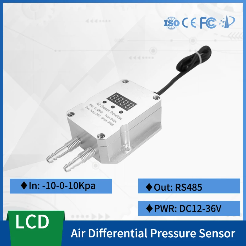 

RS485 Output Air Wind Pressure Transmitter Transducer Sensor LCD Pressure Controller Micro Difference Pressure Transmitter DC24V