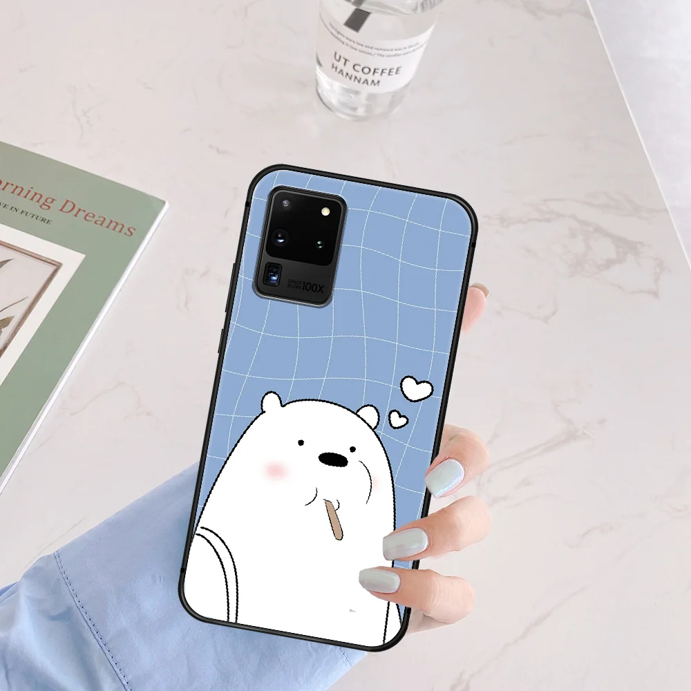 

Cute Cartoon Bare Bear Phone Case Cover Hull For Samsung Galaxy S 6 7 8 9 10 e 20 Edge Uitra Note 8 9 10 Plus black Prime Pretty