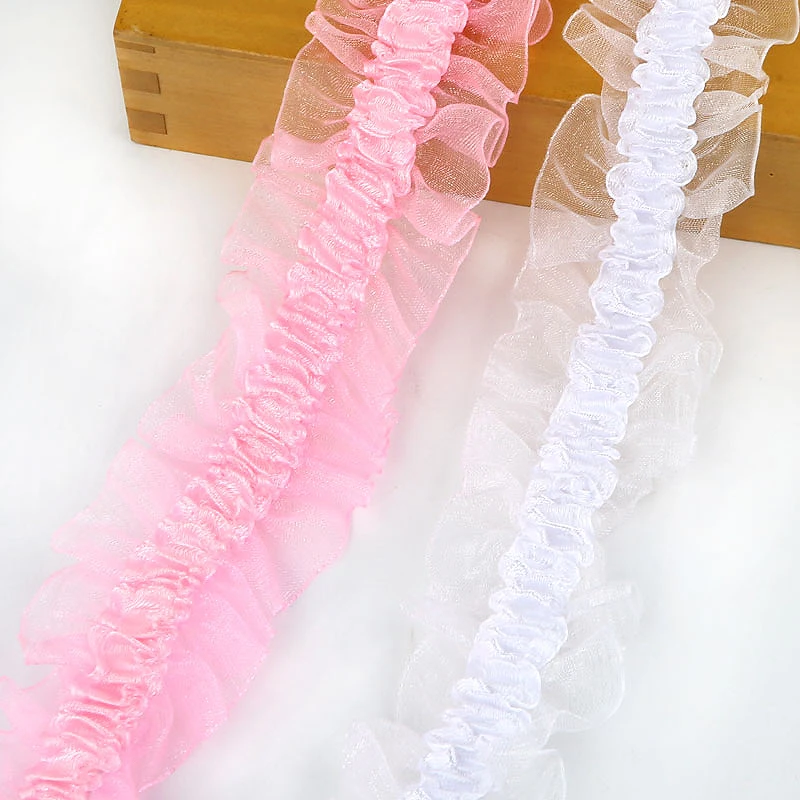 

1M New Elastic Lace Fabric Wedding Diy Sewing 4cm Ribbon Pink White Lace Trim Guipure Bridal Dress Accessories For Clothes L-17