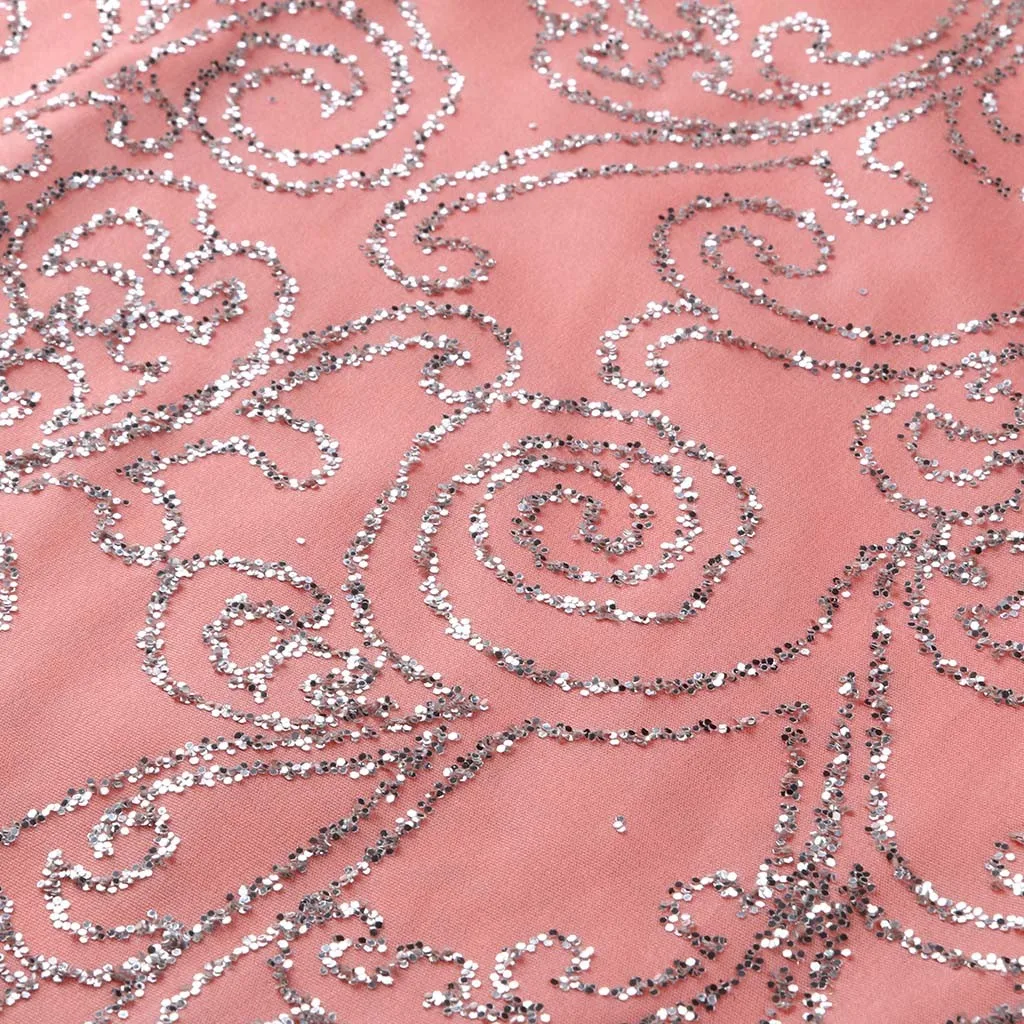 Сексуальное розовое вечернее Клубное платье с блестками женское длинное