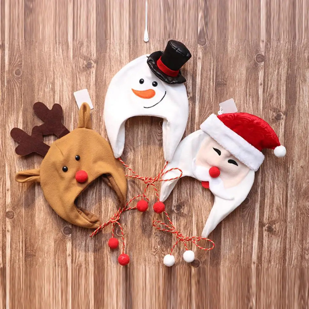 

Christmas Decoration Tree Topper Santa Claus Brushed Long Rope Cartoon Snowman Elk Hat Adult Kids for Christmas Party Festival