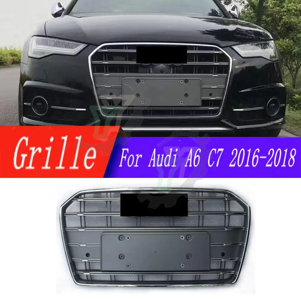 

High quality gray car front bumper grille mesh For Audi A6 C7 2016 2017 2018 car styling accessories racing grill（for S5 style）