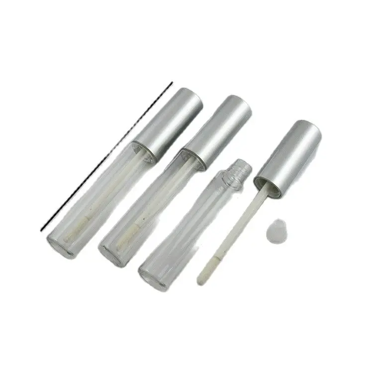 Прозрачный тюбик для блеска губ 10 мл с Матовой серебряной верхней или