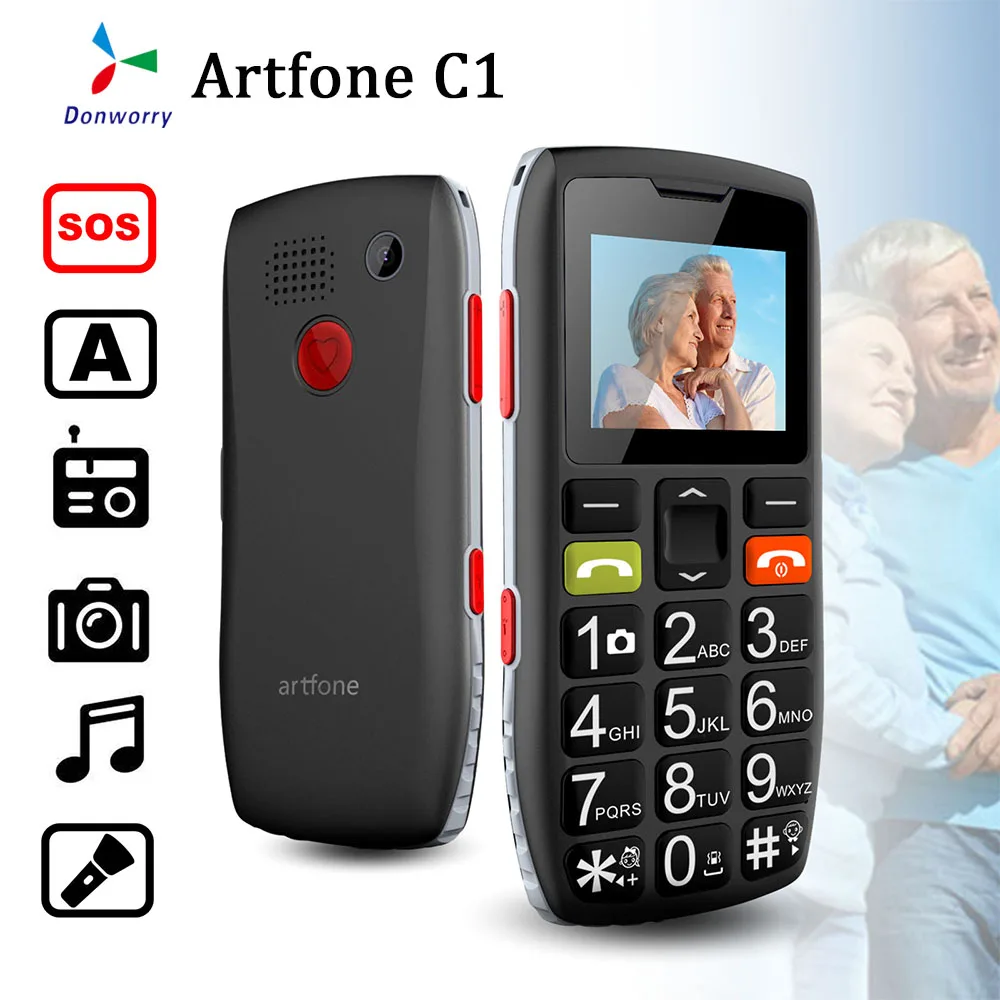 Artfone C1 с большими кнопками мобильный телефон для пожилых людей разблокирована