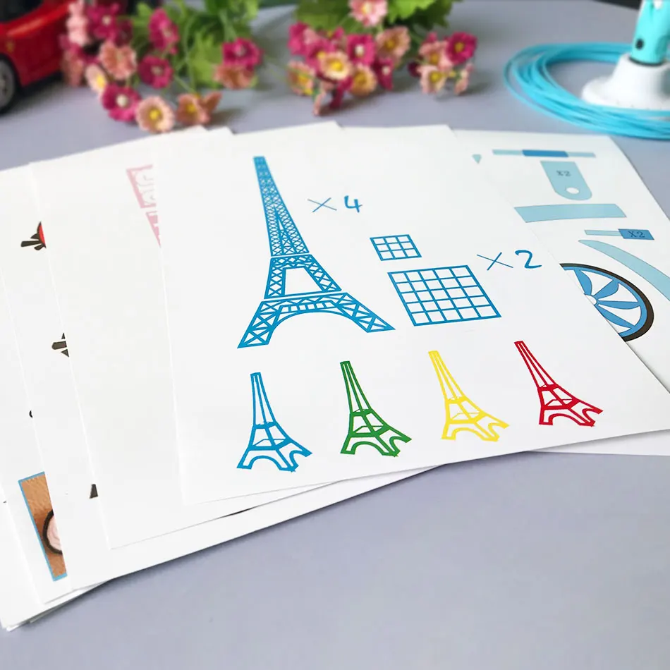 Детская 3D-ручка помощь печати граффити шаблон доска копирования 20 случайных специальных листов.