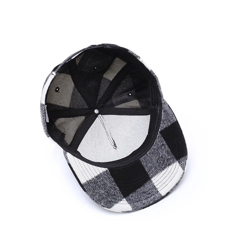 

TOHUIYAN Unisex Plaid Cotton Snapback Cap Fall Winter Adjustable Bone Baseball Hat European Hip Hop Hats Caps For Boys and Girls