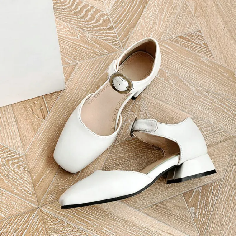 

Sianie Tianie Lolita Japanese Style College Students Shoes Buckle Strap Chunky Med Heels Womens Mary Janes Pumps Plus Size 45 46