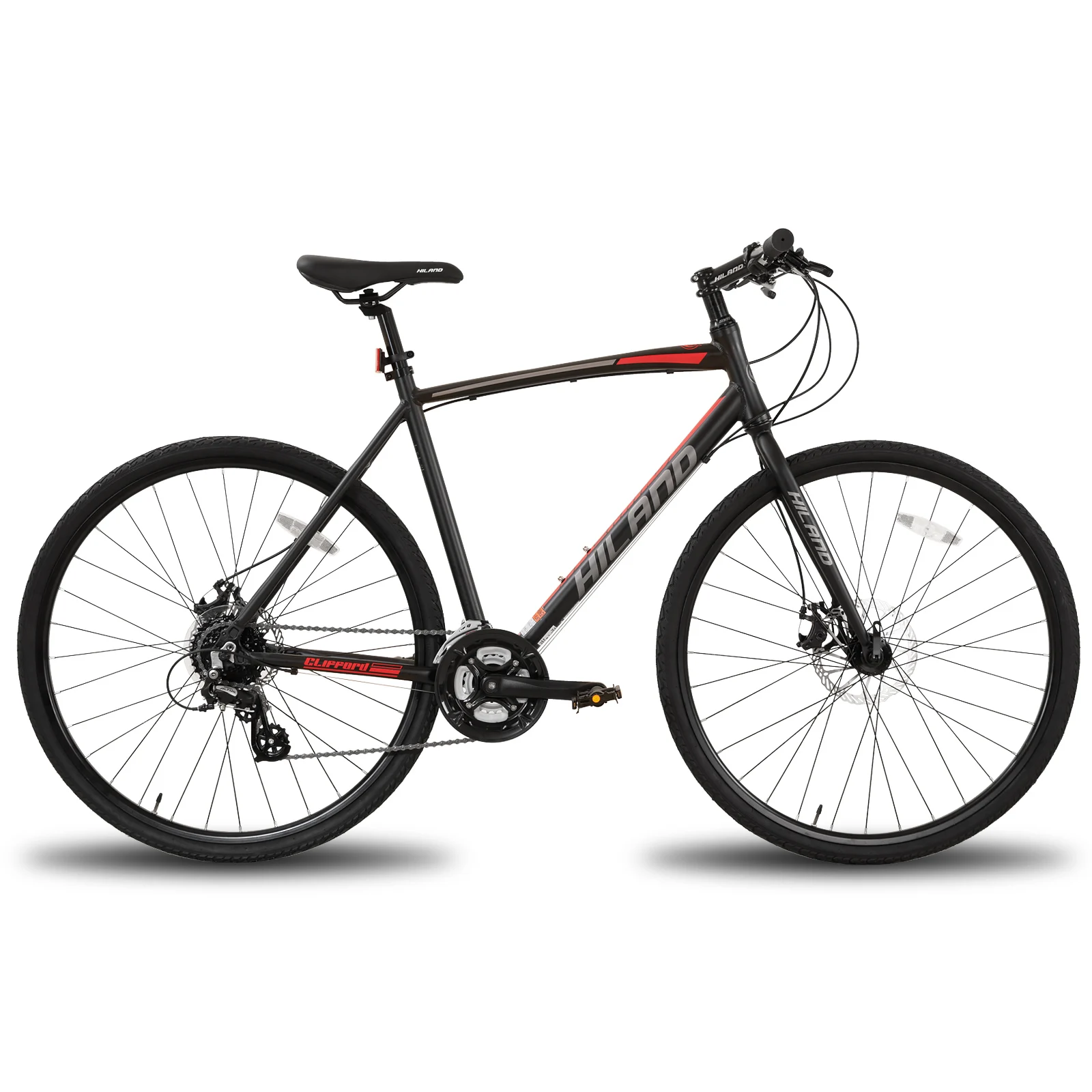US warehouse Hiland Road Hybrid Bike Aluminum Frame Disc Brake 700C Wheels 24 speeds Bikes