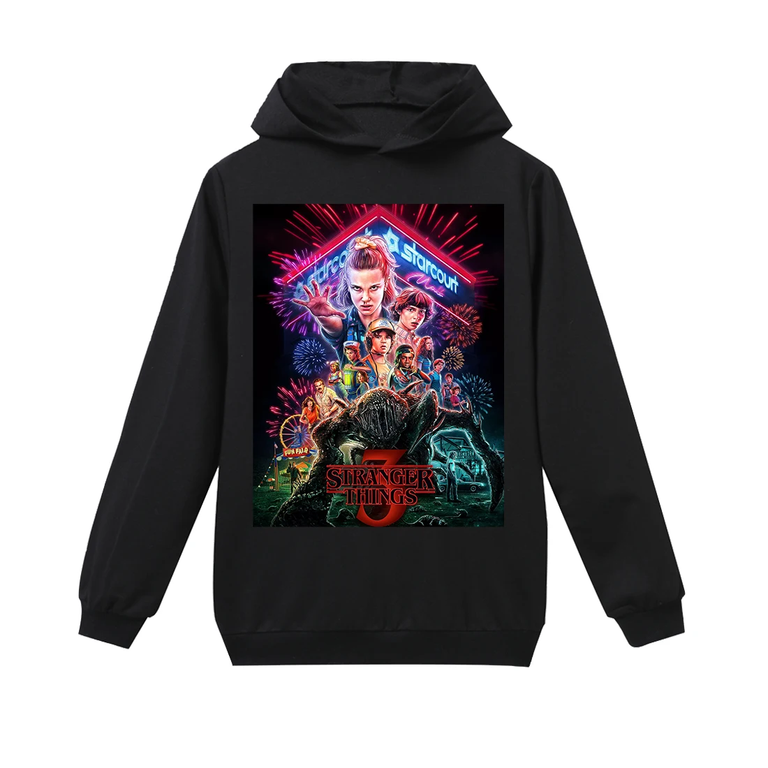 100% хлопковые толстовки с капюшоном странные вещи Одежда для маленьких мальчиков