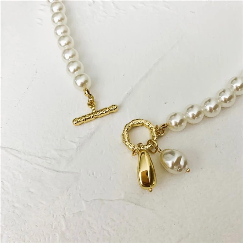 Ожерелье Peri'sbox с жемчугом из одной нити золотой застежкой-тогл крупное