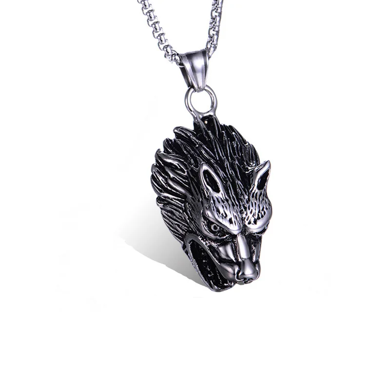 

Stainless Steel Viking Wolf Head Pendant Necklace Nordic Viking Wolf Totem Jewelry
