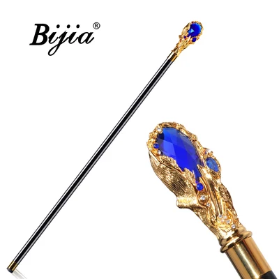 Gold blue BIJIA джентльмен трость domineering ручка в виде животного скипетр креативный подарок civilized трость - Цвет: Gold blue