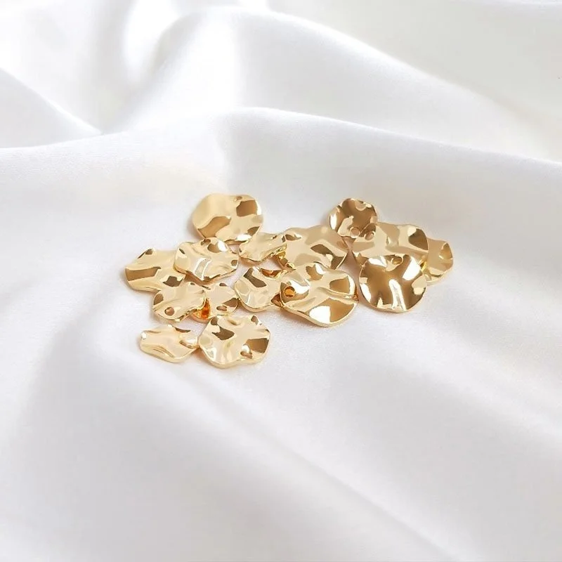 

10PCS Diy Earrings Charms Wavy Pendant Korean Fashion 14k Gold Plated Charms for Jewelry Making DIY Brass Accessories