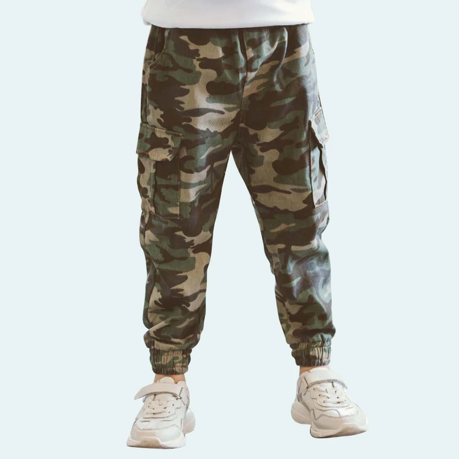 Штаны для мальчиков повседневные брюки-карго Детские камуфляжные штаны