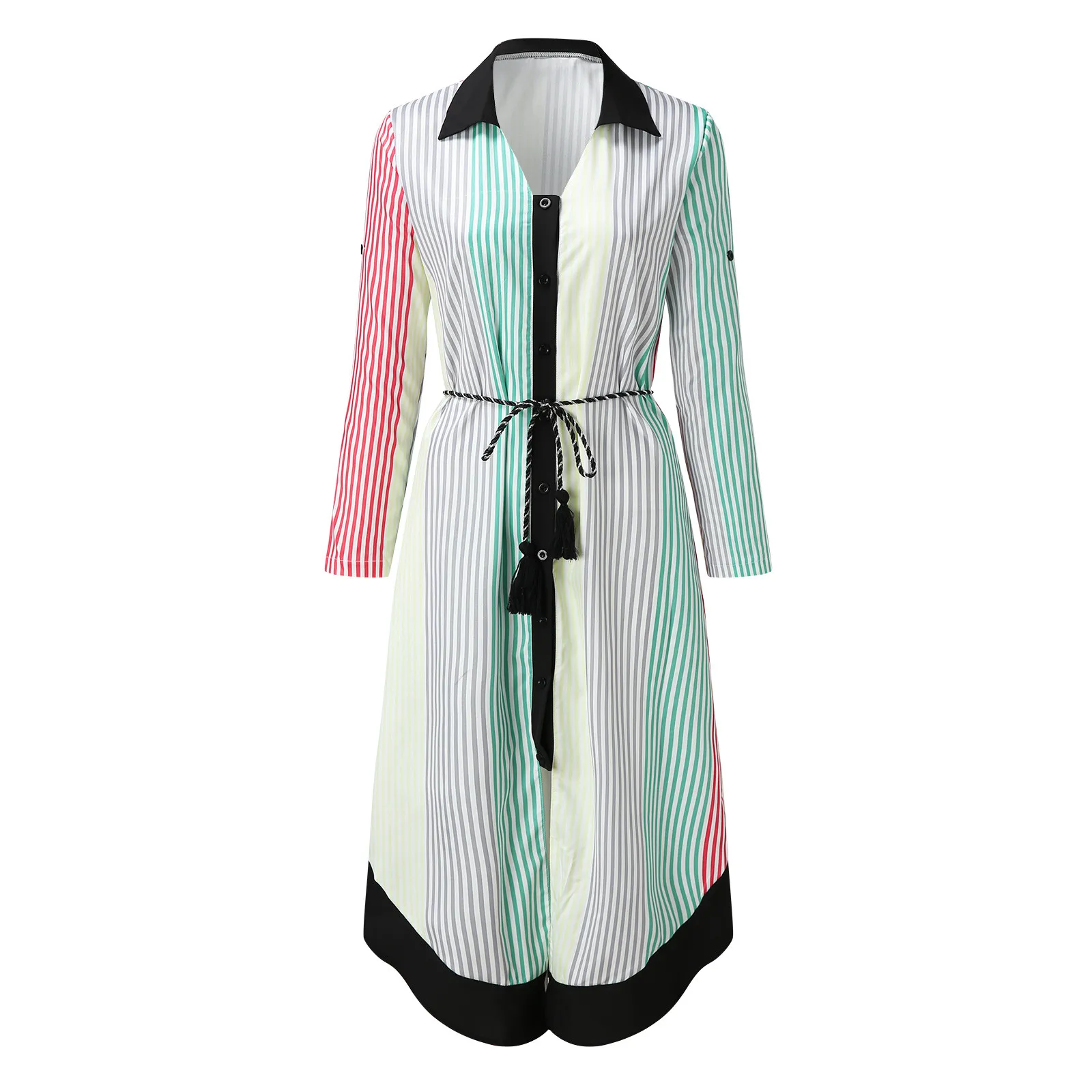 Женское платье с тропическим принтом летнее офисное макси отложным воротником