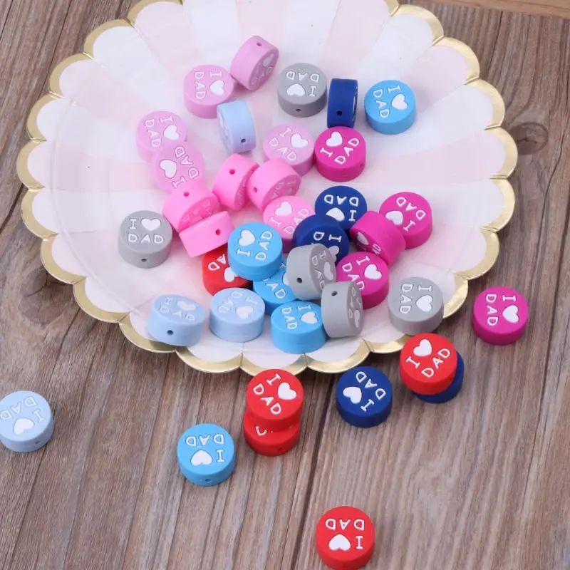 

5 шт./лот Детские Силиконовые Бусины Прорезыватель зубов игрушка для кормления «I Love Mon/Dad» бусины для прорезывателя зубов из пищевого силико...