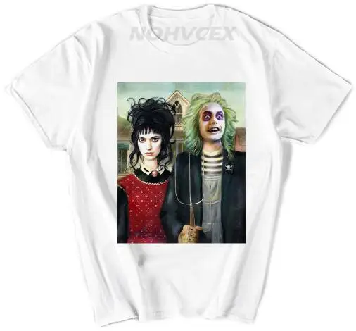 Beetlejuice NEVER TRUST THE Live классический культовый фильм 1980'S с коротким рукавом мужские футболки - Цвет: Белый
