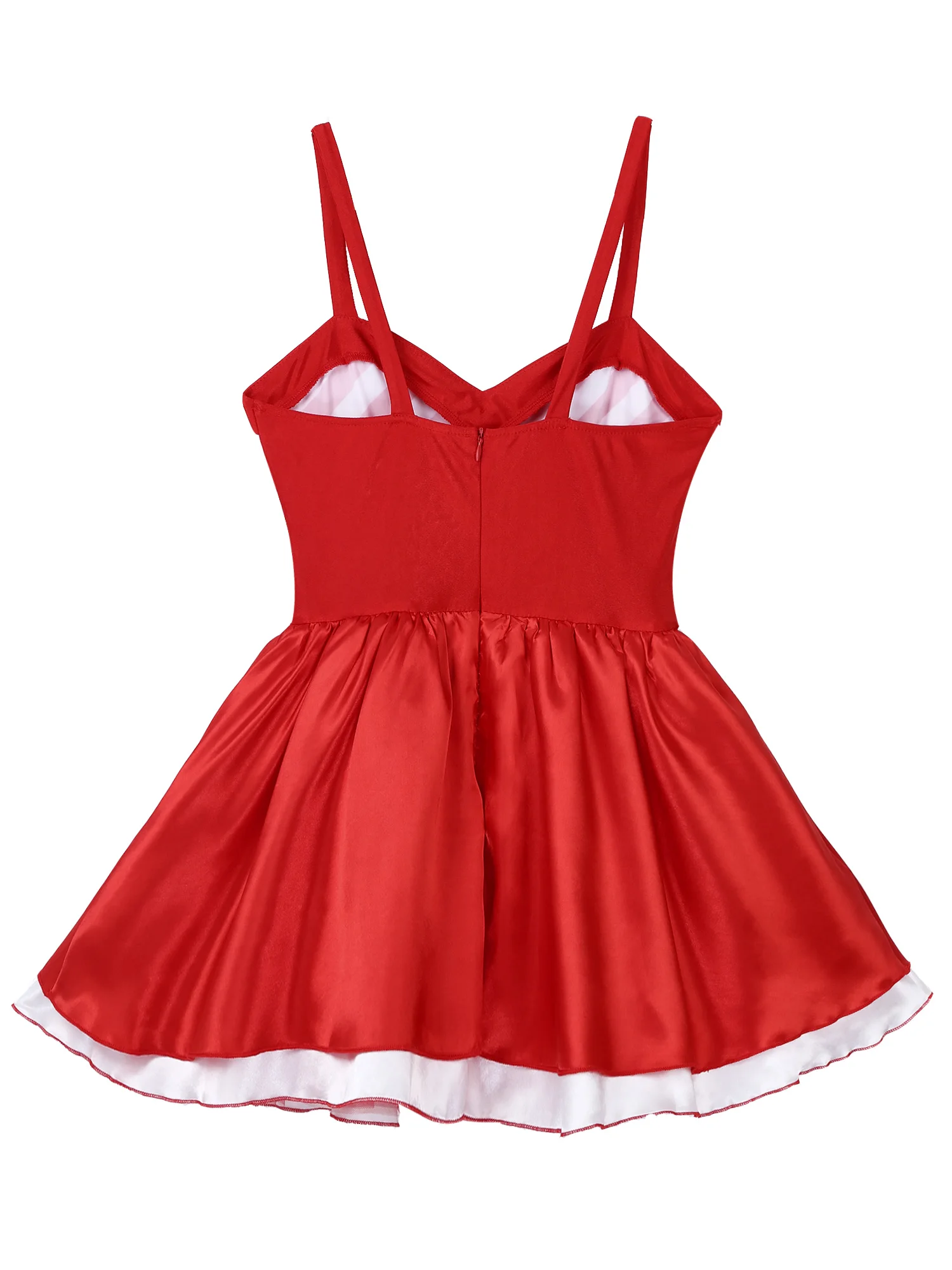 

Womens Adult Chirstmas Xmas Miss Claus Cami Tutu Dress with Bulit in Briefs Halloween Fancy Cosplay Sexy Costumes Clubwear