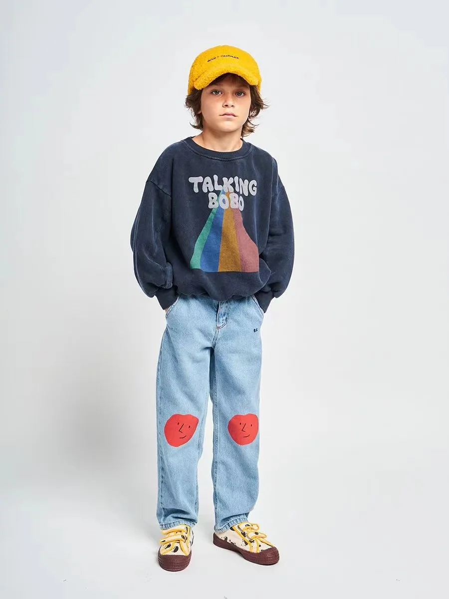 BOBO-Jersey de oto&ntilde;o estilo europeo y americano para ni&ntilde;os, Jersey moderno de Color con estampado de flores, 2021-1