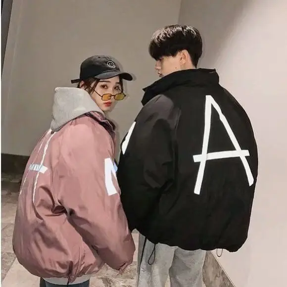 

Winter Cotton Padded Jacket For Man/Women Couple Parkas Thick Warm Bright Short Shiny Jacket Black Red Cotton Parka