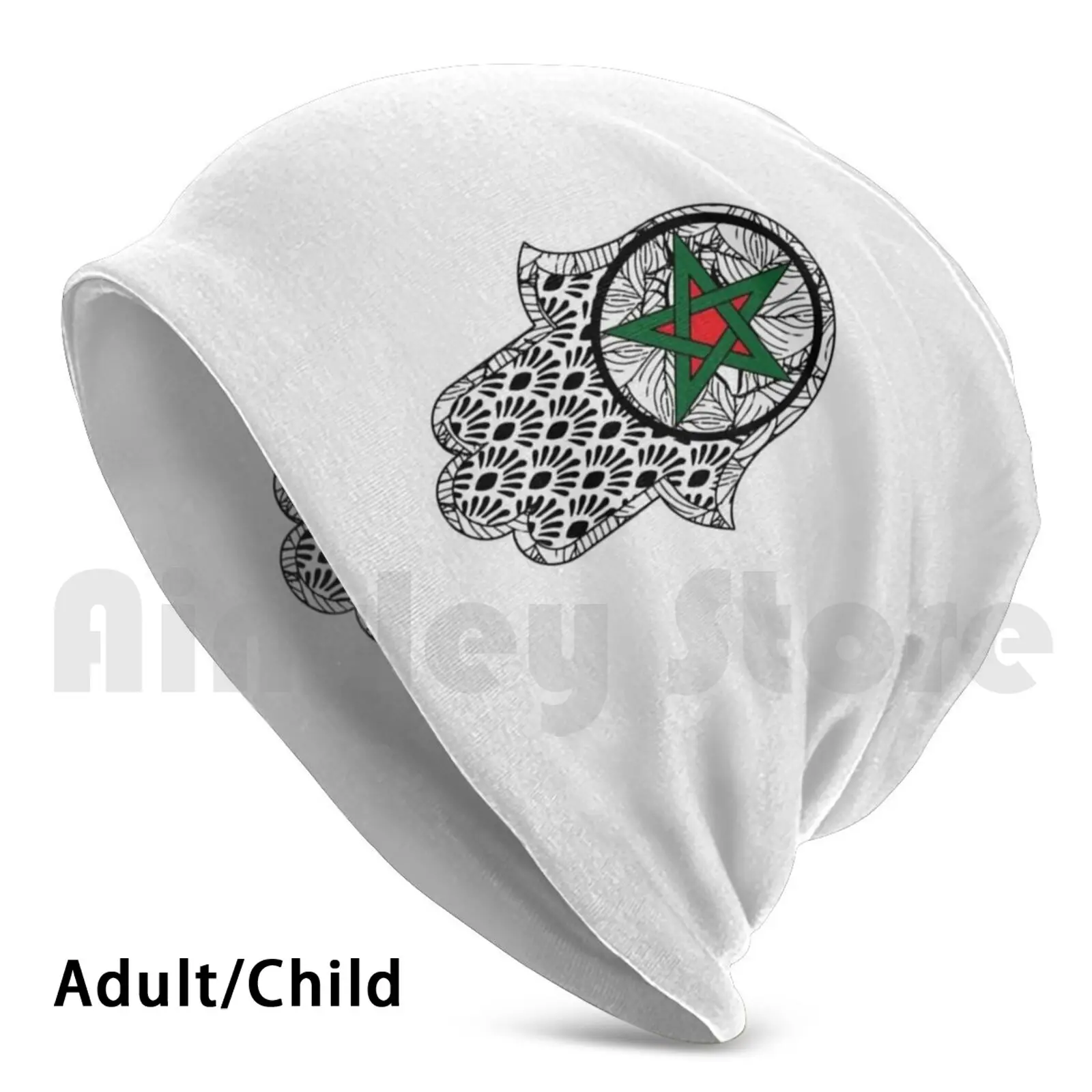 

Morocco-Maroc Beanies Pullover Cap Comfortable Morocco Maroc Flag Name World Africa Black Letters Green Red White