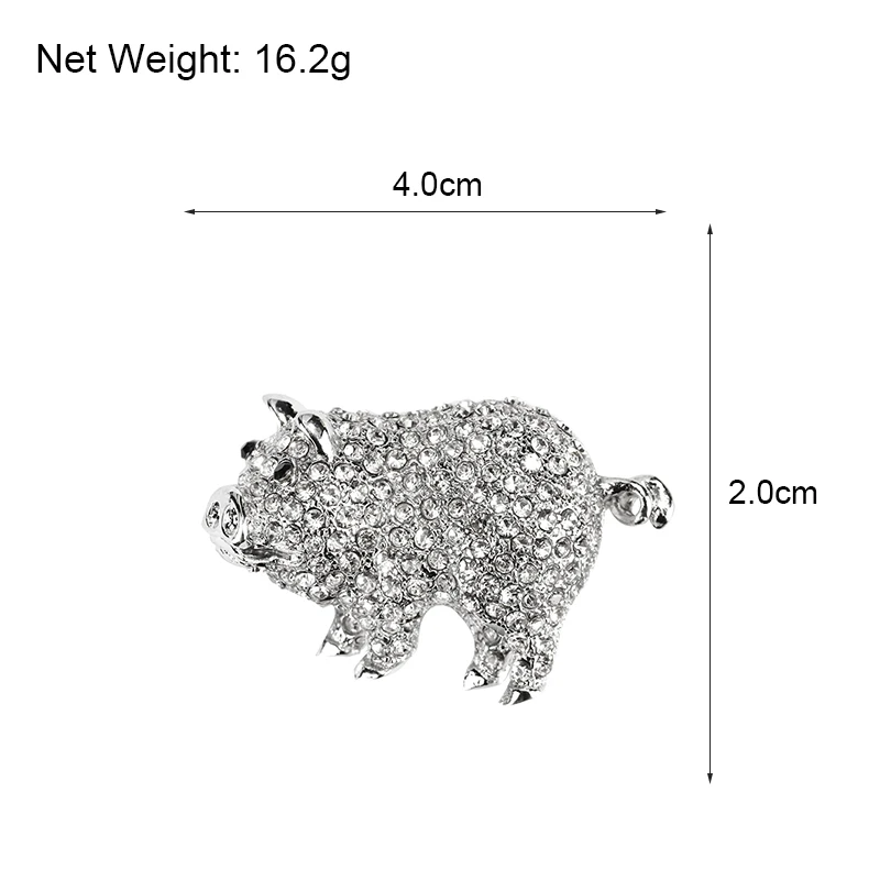ALLYES милый горный хрусталь свинья Броши прекрасный серебряный Цвет Хрюша брошь на