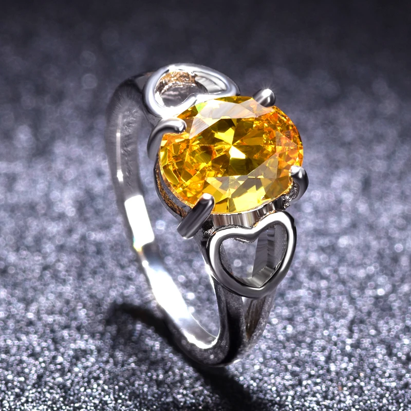 

Rings 2021 Trend for Women with Yellow CZ Stone Couple Women's Ring Wedding Rings Gift for Wife Grils Jewelry for Women 2021